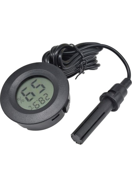 Prob ile Siyah Mini Dijital LCD Termometre Higrometre Ölçer Dondurucu Test Cihazı Sıcaklık Sensörü Nem Ölçer Dedektörü Monitör Kapalı Pet Araba (Yurt Dışından)