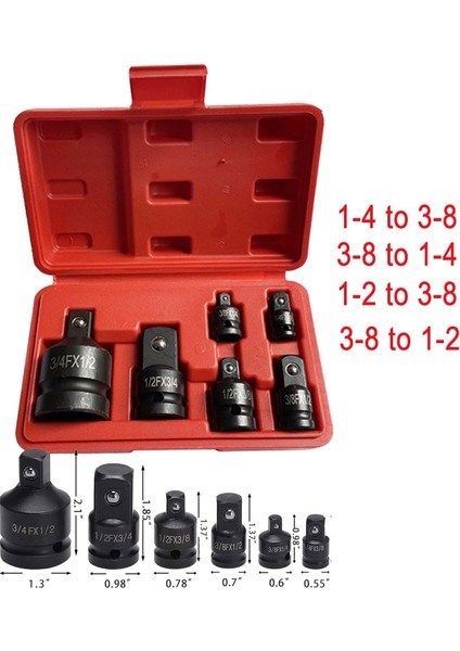 1-4 Ila 3-8 1/4 "3/8" 1/2 "3/4" Soket Dönüştürücü Adaptör Redüktör Seti Sürücü Darbe Soketi Adaptörü Araba Bisiklet Garaj Tamir Aracı (Yurt Dışından)