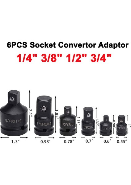 1-4 Ila 3-8 1/4 "3/8" 1/2 "3/4" Soket Dönüştürücü Adaptör Redüktör Seti Sürücü Darbe Soketi Adaptörü Araba Bisiklet Garaj Tamir Aracı (Yurt Dışından)