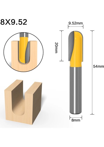 8x6.35 1 Pc 8mm Shank Freze Ucu Karbür Freze Aracı Uzun Bıçak Yuvarlak Burun Bit Çekirdek Kutusu Yönlendirici Bit (Yurt Dışından)