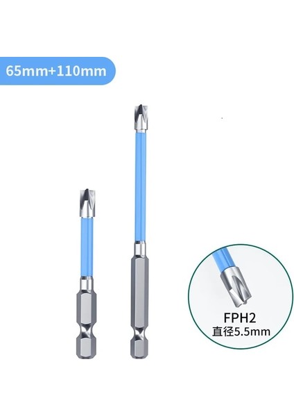 Blue-2pcs Manyetik Özel Oluklu Çapraz Tornavida Bit Toplu Kafa Somun Sürücüleri Fph1 Fph2 Fph3 Soket Anahtarı Elektrikçi Elektrikli El Aletleri Için (Yurt Dışından)