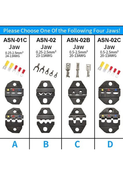Birini Seçin D Sn Sıkma Pensesi Çeneli Fiş Borusu Dupont Yalıtımlı Yalıtımsız Terminaller 28B SN-48B Çene Adaptörü Sıkma Aleti Değiştirilebilir Kalıplar (Yurt Dışından)