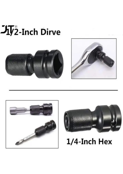 B 1/2 Inç Kare 1/4 Inç Hex Cırcır Soket Anahtarı Soket Adaptörü Ingiliz Anahtarı Takımı Sürücü Dönüştürücü Darbe Aracı Lengte 50MM (Yurt Dışından)