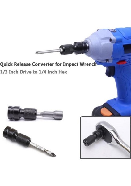 B 1/2 Inç Kare 1/4 Inç Hex Cırcır Soket Anahtarı Soket Adaptörü Ingiliz Anahtarı Takımı Sürücü Dönüştürücü Darbe Aracı Lengte 50MM (Yurt Dışından)