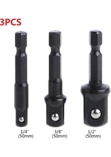 Kısa 3 Adet Darbe Soket Adaptörü 1/4 3/8 1/2 Inç Somun Sürücü Soketleri Hex Shank Uzatma Tornavida Kolu Aracı (Yurt Dışından)