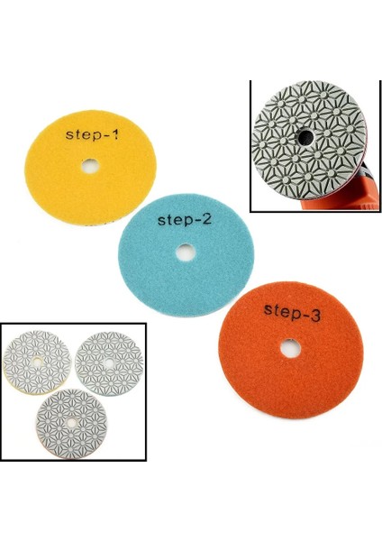Grit 3 1 Adet 4 Inç 100MM Zımpara Kağıdı Kuru/ıslak Elmas 3 Adım Parlatma Pedleri Taşlama Tekerlek Granit Reçine Parlatma Zımpara Parçaları (Yurt Dışından)