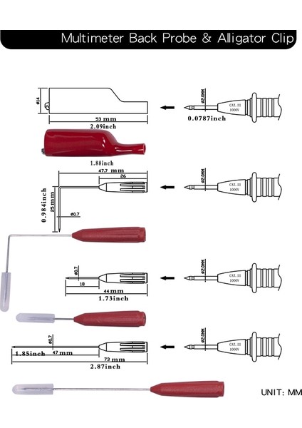 Çarpık Ab Standardı Multimetre Probları 2mm Arayüz 60V/10A Çok Ince Çap 0.7mm Arka Delinme Delinme Probu (Yurt Dışından) fiyatları