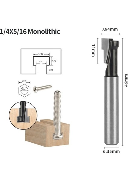 4 1/4 "6mm 6.35 mm 8mm Shank T Yuvası Kesici Yönlendirici Bit Seti Altıgen Cıvata Anahtar Delik Uçları T Planya Freze Kesici Ahşap Ağaç Işleme Için (Yurt Dışından)