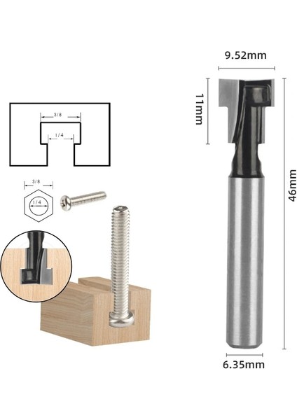 4 1/4 "6mm 6.35 mm 8mm Shank T Yuvası Kesici Yönlendirici Bit Seti Altıgen Cıvata Anahtar Delik Uçları T Planya Freze Kesici Ahşap Ağaç Işleme Için (Yurt Dışından) modelleri
