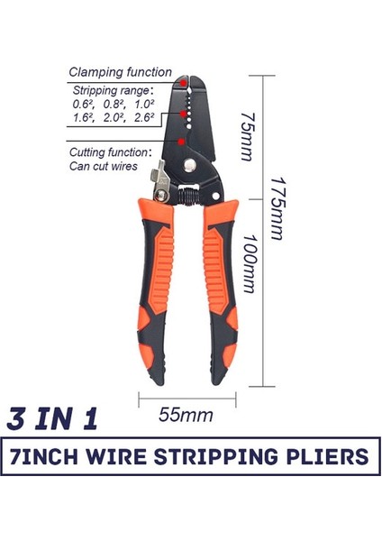 7 Inç Tel Striptizci Kesme Tel Sıyırma Sıkma Pensesi Çok Fonksiyonlu Halka Crimper Elektrikçi Peel Ağ Kablosu Striptizci Aracı (Yurt Dışından)