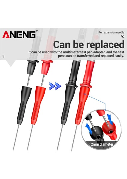 1 Çift Klip 1mm Pin Yalıtım Delme Iğnesi Tahribatsız Multimetre Test Probu 10A 600 V 2mm Test Ucu Vichy Fluke Ucu Prob (Yurt Dışından)