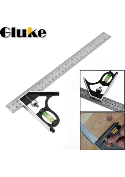 Açı Cetvel 300MM Ayarlanabilir Kombinasyon Kare Açı Cetvel 45/90 Derece Kabarcık Seviyesi Çok Fonksiyonlu Ölçer Ölçme Araçları Sıcak (Yurt Dışından) fiyatları