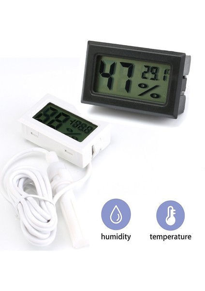 Telli Mini Dijital LCD Termometre Higrometre Sıcaklık Kapalı Uygun Nem Sıcaklık Sensörü Ölçer Ölçer Aletler Kablo (Yurt Dışından)