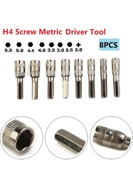 8 Adet Hex Soket H4 Vida Metrik Sürücü Aracı Matkap Ucu Ph2.0/m2.5-5.5mm Hex Shank Hex Somun Soket 6 Nokta Altıgen Soket El Aletleri (Yurt Dışından)