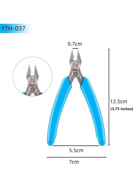 YTH-037 Mavi 3.5 Inç Mini Çapraz Pense Takı Yuvarlak Kargaburun Elektronik Makas Çok Fonksiyonlu Paslanmaz Çelik Makası El Aletleri (Yurt Dışından)