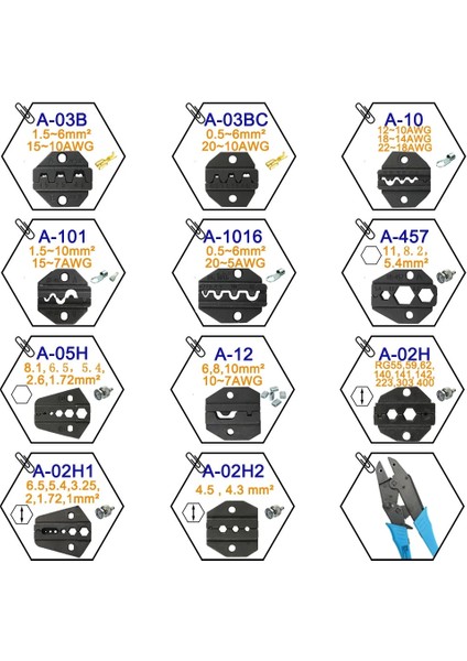 A-05H A03BC A03B A10 A101 A1016 A457 A05H A02H A02H1 Hs Hs Fse Için Pafta Setleri Am-10 Em-6b2 Sıkma Kazıcı Kıvırma Makinesi Modülleri Çeneleri (Yurt Dışından)