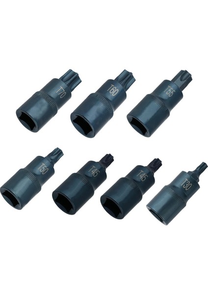 T70 Torx Tornavida Bit Aracı 1/2 Soket Uçları Adaptörü T30 T40 T45 T50 T55 T60 T70 1/2 Inç Adaptör El Aleti Çok Fonksiyonlu (Yurt Dışından)