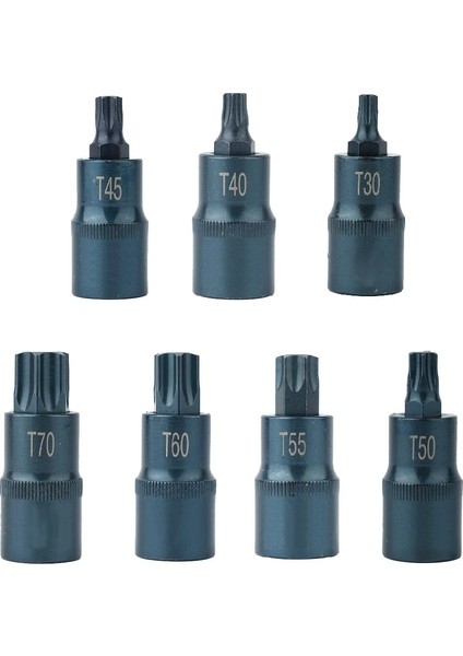 T70 Torx Tornavida Bit Aracı 1/2 Soket Uçları Adaptörü T30 T40 T45 T50 T55 T60 T70 1/2 Inç Adaptör El Aleti Çok Fonksiyonlu (Yurt Dışından)