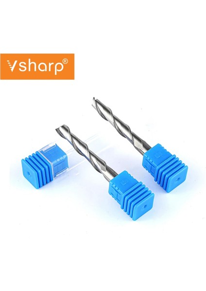 4X12X45 Vsharp 2 Flüt Spiral Uçlu Değirmen Cnc Gravür Yönlendirici Bit Düz Burun Upcut Freze Kesicisi Aracı Karbür Uçları Ahşap Mdf Pvc (Yurt Dışından)