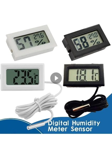 Beyaz 1m Kablo ile Mini LCD Dijital Termometre Higrometre Sıcaklık Kapalı Uygun Sıcaklık Sensörü Nem Ölçer Ölçer Aletler Kablo (Yurt Dışından) fiyatları