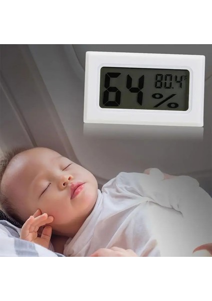 Beyaz 1m Kablo ile Mini LCD Dijital Termometre Higrometre Sıcaklık Kapalı Uygun Sıcaklık Sensörü Nem Ölçer Ölçer Aletler Kablo (Yurt Dışından) modelleri