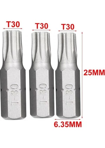 3PCS-T30 3 Adet 25MM Tornavida Uçları Seti 1/4 Inç Hex Shank Cr-V Elektrikli Vida Matkap Ucu T10-T40,H2-H6,SL4-SL6,PH1-PH3,PZ1-PZ3 (Yurt Dışından)