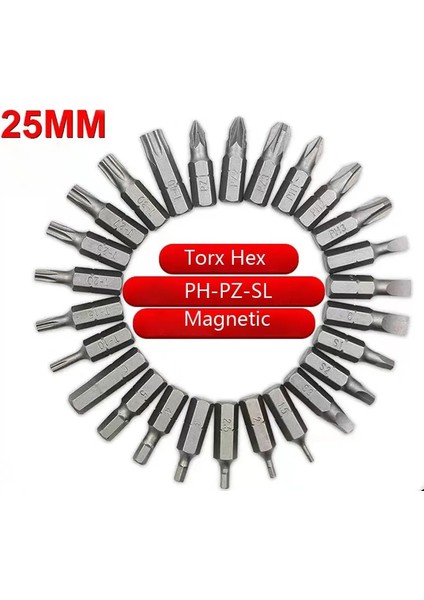 3PCS-T30 3 Adet 25MM Tornavida Uçları Seti 1/4 Inç Hex Shank Cr-V Elektrikli Vida Matkap Ucu T10-T40,H2-H6,SL4-SL6,PH1-PH3,PZ1-PZ3 (Yurt Dışından) fiyatları