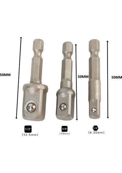 3 Adet 1/4 ''3/8'' 1/2'' Soket Bit Adaptörü Hex Shank Matkap Uçları Krom Vanadyum Çelik Uzatma Çubuğu Elektrikli El Aletleri (Yurt Dışından)