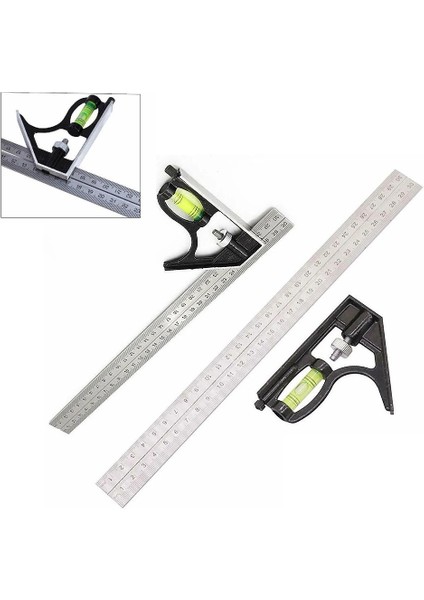 Açı Kare Ölçme Alet Takımı Hassas Paslanmaz Çelik Alüminyum Dayanıklı Ayarlanabilir Kombinasyon Su Terazisi 12 "300MM (Yurt Dışından) modelleri