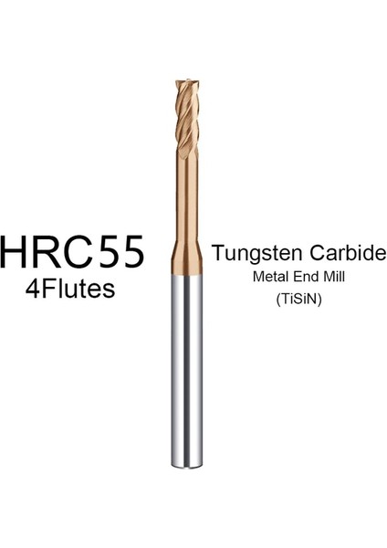 D2.5-L10.0-H04 HRC55 4 Flüt Seno HRC55 Uzun Boyunlu Düz Karbür Uçlu Freze 4 Flüt Freze Cnc Routerbits Uzun Flüt Parmak Frezeler 1mm 1.5mm 2mm 2.5mm 3.0mm (Yurt Dışından)