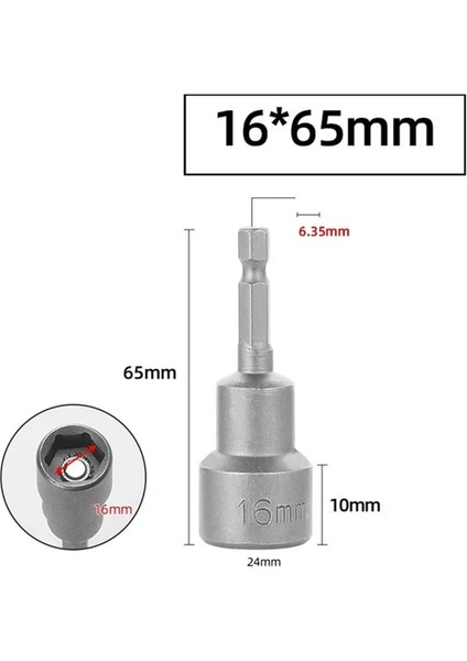 16MM Darbe Soket Manyetik Somun Tornavida Güç Somun Sürücü Matkap Ucu Seti 1/4 "hex Soket Adaptörü Cıvata Sürücüleri Tamir Aracı Kiti (Yurt Dışından)