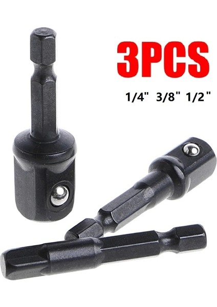 3 Adet Lokma Seti Darbe Soketi Adaptörü Dönüştürücü 1/4 3/8 1/2 Inç Somun Anahtarı Soketleri Hex Shank Uzatma El Alet Takımı Onarım Aracı (Yurt Dışından)