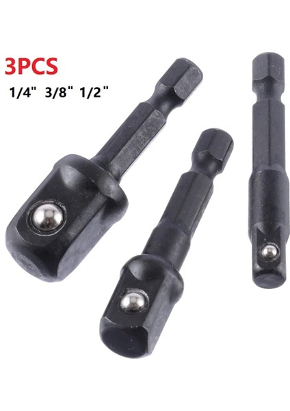 3 Adet Lokma Seti Darbe Soketi Adaptörü Dönüştürücü 1/4 3/8 1/2 Inç Somun Anahtarı Soketleri Hex Shank Uzatma El Alet Takımı Onarım Aracı (Yurt Dışından)