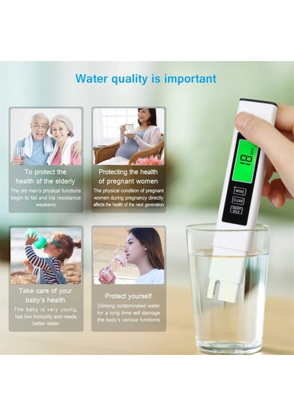 Arkadan Aydınlatmalı Dijital Ec Tds Metre Test Cihazı Sıcaklık Kalem Su Saflığı Ppm Filtre Hidroponik Akvaryum Havuz Suyu Monitörü (Yurt Dışından)