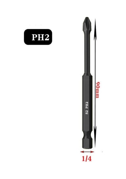 90MM-1 Adet 25-150MM Ph2 Kaymaz Manyetik Tornavida Bit Seti Hex Shank Phillips/çapraz Başlı Tornavida Matkap Ucu Torx Tornavida Seti (Yurt Dışından)