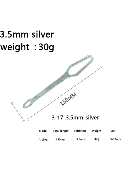 3.5mm 3-17 Gümüş 3-17MM 8-22MM 8-24MM Kendinden Sıkma Ayarlanabilir Gözlük Anahtarı Anahtarı Araçları Mechan Kurulu Çift Kafalı Torx Anahtarı El Aletleri (Yurt Dışından)