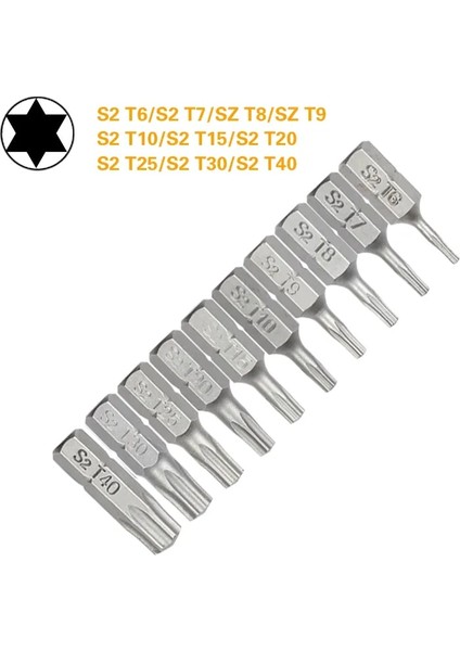 10 Adet T40 Seti 1 Inç T6 T7 T8 T9 T10 T15 Torx Tornavida Ucu Seti S2 Çelik 1/4 Inç 6.35MM Hex Shank Elektrikli Tornavida Uçları Elektrikli El Aletleri Için (Yurt Dışından) fiyatları
