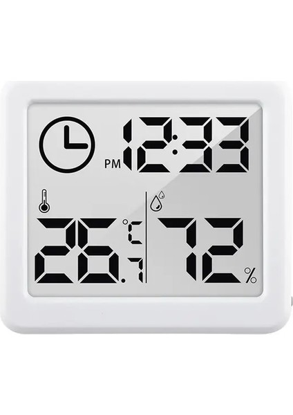 Beyaz Termohigrometre Ultra-Ince Basit Akıllı Ev Elektronik Dijital Termometre Higrometre LCD Dijital Duvar Saati (Yurt Dışından)