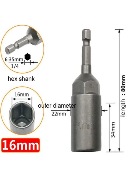 10MM 1 Adet 80MM Uzunluk 14 Altıgen Sürücü Manyetik Soket Darbe Somun Cıvata HRC60 Matkap Uçları Üzerinde Vidalar Sertliği Emer (Yurt Dışından)