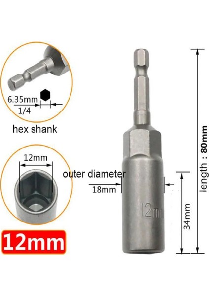 10MM 1 Adet 80MM Uzunluk 14 Altıgen Sürücü Manyetik Soket Darbe Somun Cıvata HRC60 Matkap Uçları Üzerinde Vidalar Sertliği Emer (Yurt Dışından)