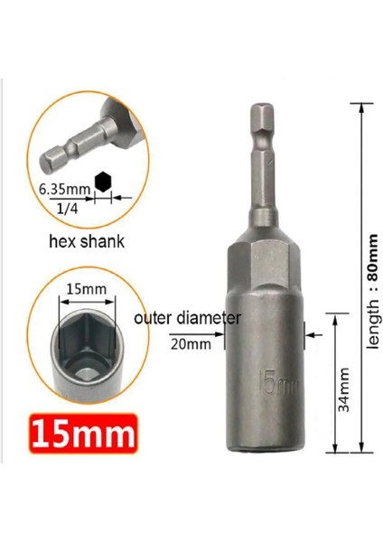 10MM 1 Adet 80MM Uzunluk 14 Altıgen Sürücü Manyetik Soket Darbe Somun Cıvata HRC60 Matkap Uçları Üzerinde Vidalar Sertliği Emer (Yurt Dışından)