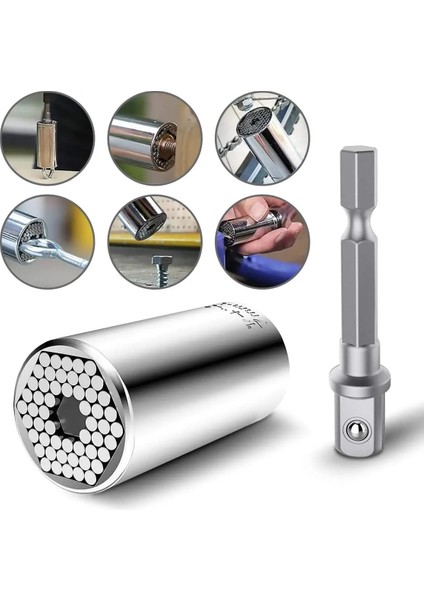 Koyu Kırmızı Gowke 3 Adet Set Evrensel Soket Matkap Adaptörü Tork Anahtarı 7-19MM Soket Kafa Çok Fonksiyonlu Evrensel Kol (Yurt Dışından)