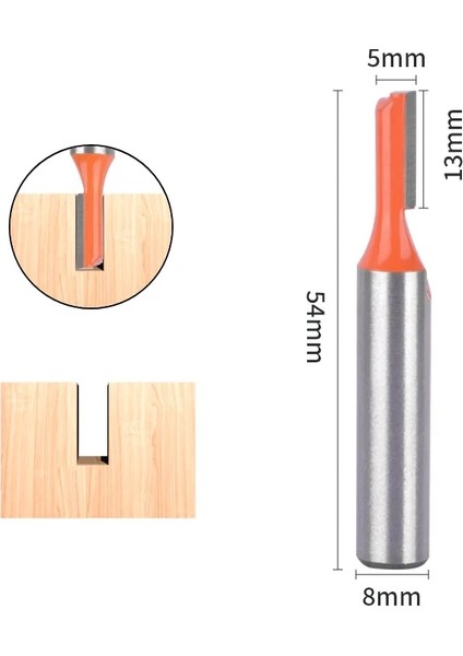 8X4X13 Yusun 8 mm Shank Düz Bit Yönlendirici Bit Ağaç Işleme Freze Kesicisi Ahşap Bit Yüz Değirmeni Karbür Kesici Uç Freze (Yurt Dışından)