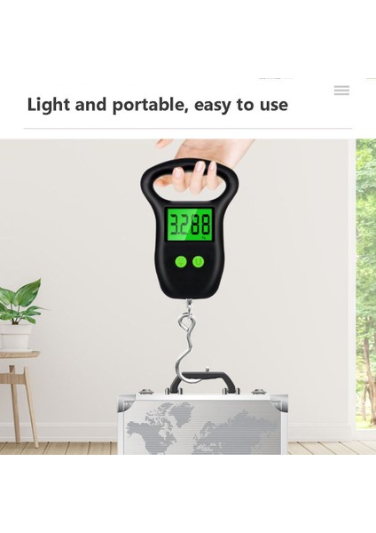C Siyah Taşınabilir 50 kg Dijital Ölçek Balıkçılık Bagaj Seyahat Tartı Steelyard Asılı Elektronik Kanca Ölçeği Ev Mutfak Ağırlık Aracı (Yurt Dışından) modelleri