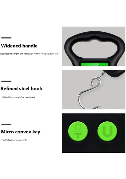 C Siyah Taşınabilir 50 kg Dijital Ölçek Balıkçılık Bagaj Seyahat Tartı Steelyard Asılı Elektronik Kanca Ölçeği Ev Mutfak Ağırlık Aracı (Yurt Dışından) indirimleri
