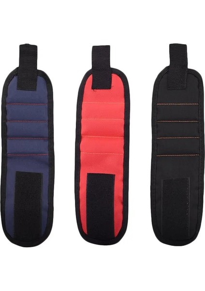 Siyah 1 Adet Üç Sıralı Manyetik Bileklik Yeni Güçlü Manyetik Bileklik Taşınabilir Alet Çantası Vida Çivi Somun Cıvata Matkap Ucu Tamir Kiti (Yurt Dışından) fırsatları