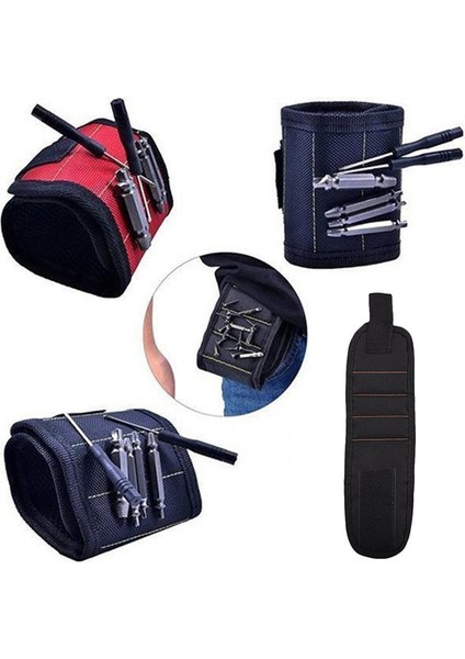 Siyah 1 Adet Üç Sıralı Manyetik Bileklik Yeni Güçlü Manyetik Bileklik Taşınabilir Alet Çantası Vida Çivi Somun Cıvata Matkap Ucu Tamir Kiti (Yurt Dışından) indirimleri