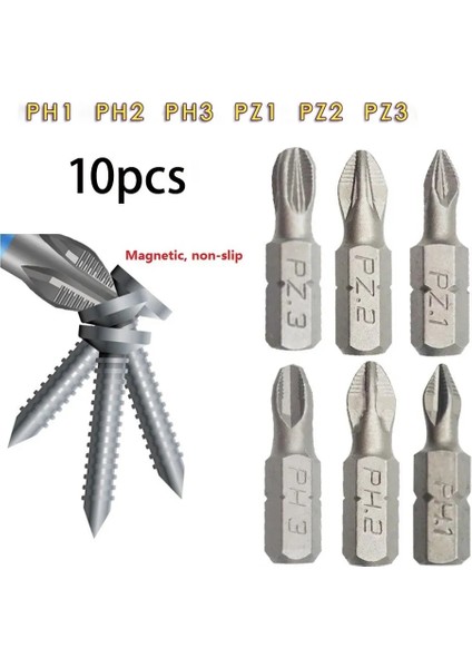 Pz3 10 Adet 25MM Kaymaz Elektrikli Hex Shank Manyetik Tornavida Matkap Ucu Seti Hex Shank Tornavida Bit Ph1 Ph2 Ph3 Pz1 Pz2 Pz3 (Yurt Dışından) fiyatları