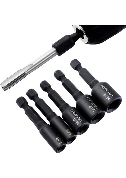 M12 M6-M14 Sıkı Vida Musluk Soket Adaptörü Tutucu Uzatma Çubuğu 1/4 Inç Hex Shank Vida Dokunun Dokunarak Chuck Elektrikli Matkap (Yurt Dışından)