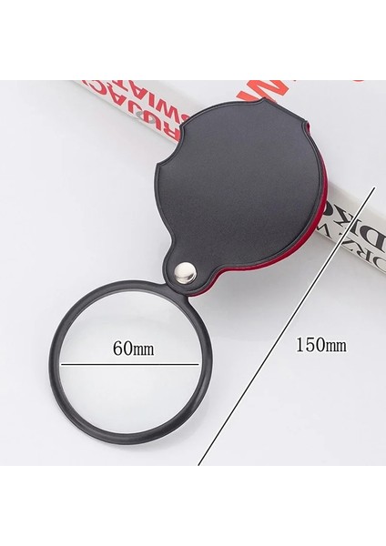 Çap 50 mm Taşınabilir El Büyüteç 8x Deri Büyüteç Büyüteç Cep Büyüteç Okuma Monocle Takı Büyüteç Hediye Gözlük Lupe (Yurt Dışından)